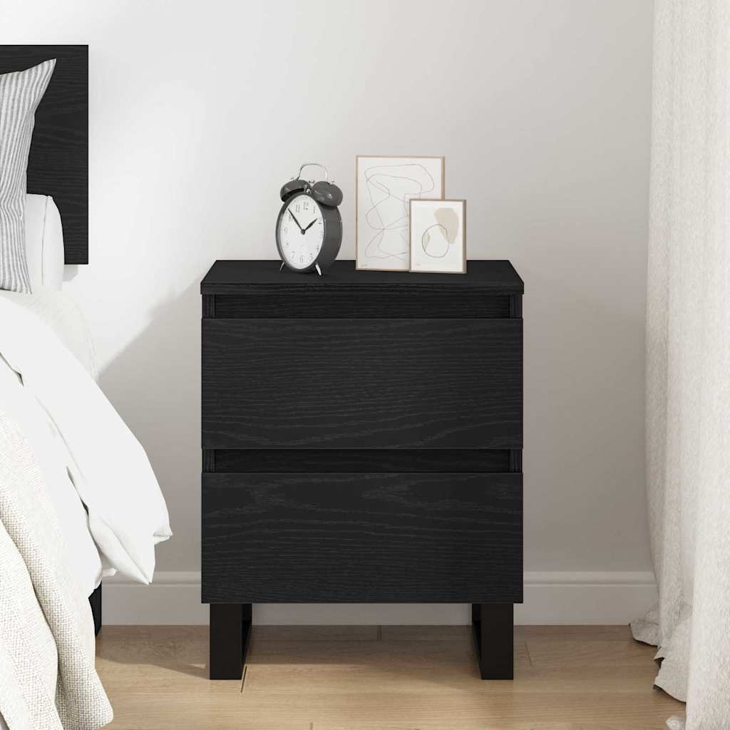 Bedside Cabinet Black oak 40 x 35 x 50 cm Engineered wood